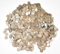 Approximately 663g pre 1947 British silver coinage, mostly three pence examples