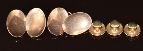 A pair of 9ct gold cufflinks and three 9ct gold studs in original boxes, 8.6g