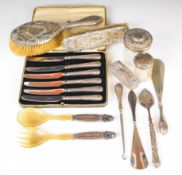 Hallmarked and other silver mounted items to include dressing table brushes, glass dressing table
