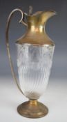 Victorian hallmarked silver mounted cut glass claret jug, London 1898, maker William Hutton & Sons
