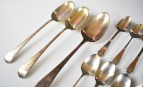 Georgian and later hallmarked silver cutlery comprising three table spoons, seventeen tea and coffee