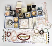 Eight silver pendants, silver necklace, six pairs of silver earrings and two silver charms