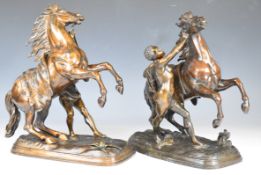 Pair of bronzed spelter Marley Horses, H33cm