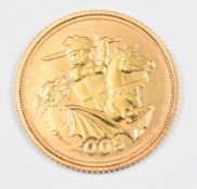 2005 Elizabeth II gold half sovereign with George and the Dragon reverse