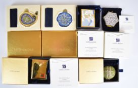 Six Estée Lauder compacts including 'Harrods', 'Crystal Forest', 'Dear Santa', etc