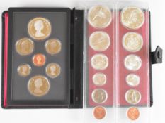 Three Canadian coin sets comprising 1966, 1967 and 1983, including nine silver coins, weight 86g of