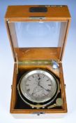 Thomas Mercer two day marine chronometer no 21778 with silvered dial, in original wooden case with