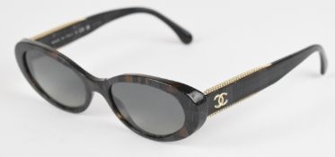Chanel 5515 ladies oval sunglasses in dark tortoiseshell