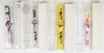 Four Swatch style Goodwood Festival of Speed wristwatches including, two limited edition, all in