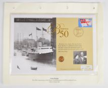 Mercury 2003 1/20 oz fine gold coin cover commemorating 50 years of the Royal Yacht Britannia