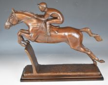 William Newton (b1956) bronze limited edition 2/6, National Hunt racehorse and jockey jumping a
