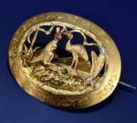 Australian c1870 gold rush brooch depicting an emu and kangaroo attributed to Hogarth & Erichsen