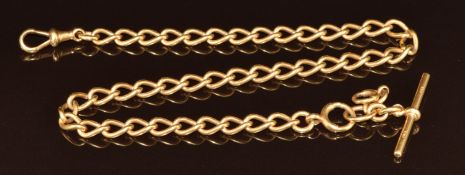 An 18ct gold Albert chain / watch chain, maker M & M, one link marked 1906 Birmingham, 61.6g, 40.5cm