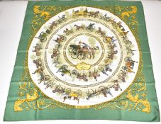Hermès silk scarf 'La Promenade De Longchamps', approximately 90 x 90cm