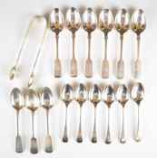 Hallmarked silver cutlery comprising a set of six fiddle pattern teaspoons, London 1872, maker Henry