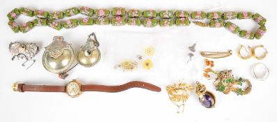 A collection of jewellery including 9ct gold cased watch, Victorian brooch, 9ct gold brooch,