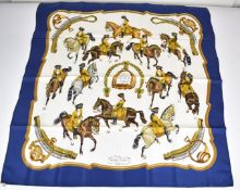 Hermès silk scarf 'Reprise' designed by Ledoux, approximately 90 x 90cm