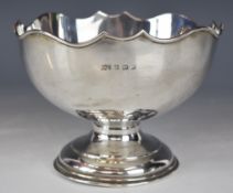 Edward VII hallmarked silver pedestal bowl with shaped edge, Birmingham 1907, maker Jones &