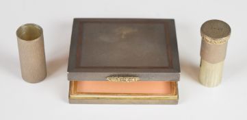 Asprey & Co Ltd Art Deco style hallmarked silver compact with engine turned decoration within a gold