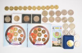 Modern collectable coins including five £5 coins, fifteen various crowns, twelve £2 single metal