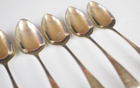 Nine hallmarked silver teaspoons comprising a set of six, London 1821 maker Jonathan Hayne, and