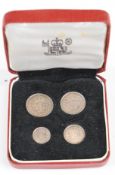 1896 Queen Victoria Maundy coin set from 4 pence down to one penny, in Royal Mint box