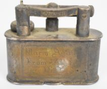 Dunhill lift arm lighter inscribed 'Warm Again From All At 22 Duke Street'