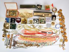 A collection of costume jewellery including Hollywood necklace, vintage earrings, pair of silver