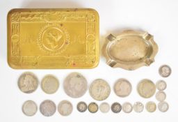 Georgian and later pre 1947 silver coinage to include George III 1787 shilling, hallmarked silver