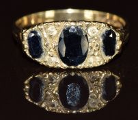A 9ct ring set with sapphires and cubic zirconia, 2.7g, size Q