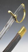 Victorian Gloucestershire Police hanger / sword with button catch release, 58cm plain single edged