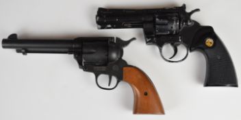 Two blank firing revolvers BBM ME Ranger .380/ 9mm with wooden grips and 5.5 inch barrel and one