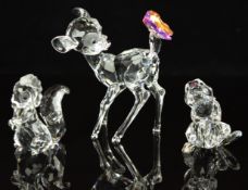 Three Swarovski Disney figures Bambi, Thumper and Bambi Flower, largest 9.5cm tall.