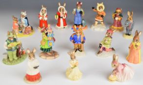 Fifteen Royal Doulton Bunnykins figures including examples from the Past Times, Professionals and