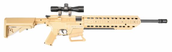 Delta Storm SR16-M .177 CO2 assault style air rifle with tactical stock, textured pistol grip,