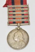 Queen's South Africa Medal with clasps for Tugela Heights, Orange Free State, Relief of Ladysmith,