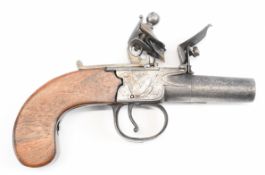 Henry Nock of London flintlock pocket pistol with named and engraved lock, engraved trigger guard