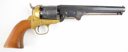Italian Navy .44 six-shot single action revolver with cylinder engraved with scenes of ships,