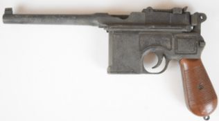 Replica 'Broom Handle' Mauser machine pistol with faux wooden grips and 5.5 inch barrel, overall