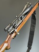 Parker-Hale .308 bolt-action rifle with chequered semi-pistol grip and forend, raised cheek piece,