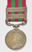 India Medal with clasps for Punjab Frontier 1897-98 and Tirah 1897-98 named to Sepoy Isah Singh,