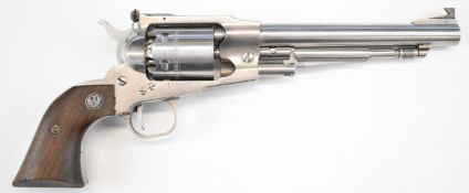 Ruger Old Army .44 six-shot single action revolver with monogram inset to the shaped wooden grips,