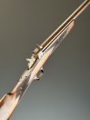 Belgian .297/230 rolling block rifle with chequered grip and forend, adjustable aperture sights