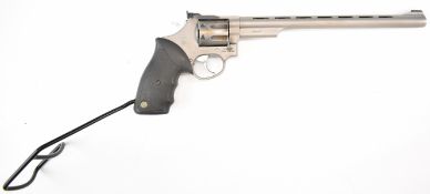 Taurus .357 7-shot double-action long barrelled revolver with textured grip, adjustable sights, grip