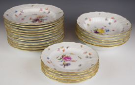 Meissen part dinner service with wrythen and relief moulded lattice / geometric border and