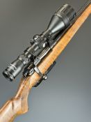 BRNO 527 .222 Remington bolt-action rifle with chequered semi-pistol grip and forend, raised cheek
