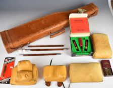 A collection of gun related items including leg of mutton shotgun case, Barrelbloc, gun rests etc.