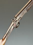 English .410 single barrelled hammer action shotgun with chequered grip and forend and named 30.5