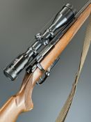BRNO 527 .22 Hornet bolt-action rifle with chequered semi-pistol grip and forend, raised cheek