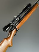 Winchester Model 75 .22 bolt-action rifle with semi-pistol grip, sling mounts, Lyman Perma Centre